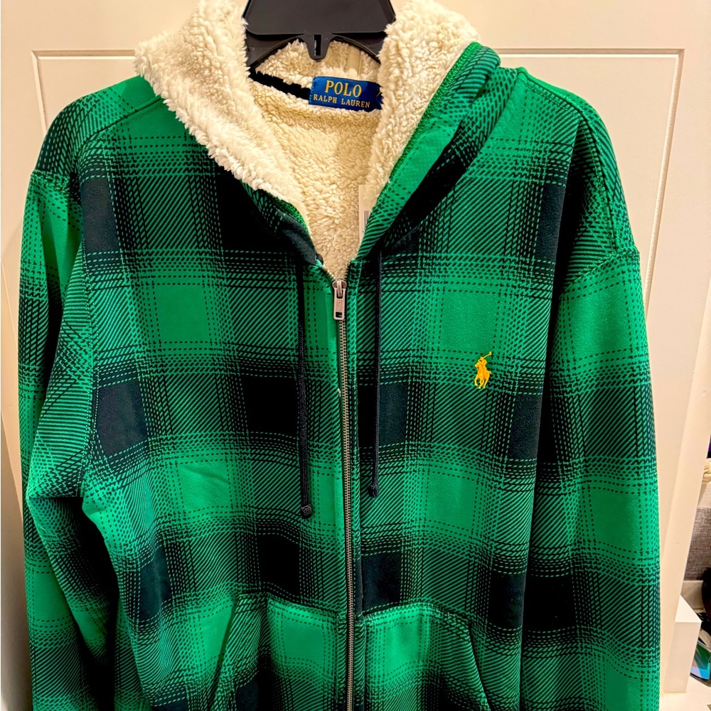 Polo by Ralph Lauren fleece lined zip up hoodie jacket….NEW WITH TAGS Size L